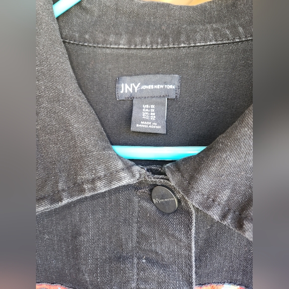 JNY Jones New York Black Denim Jacket - Picture 4 of 8